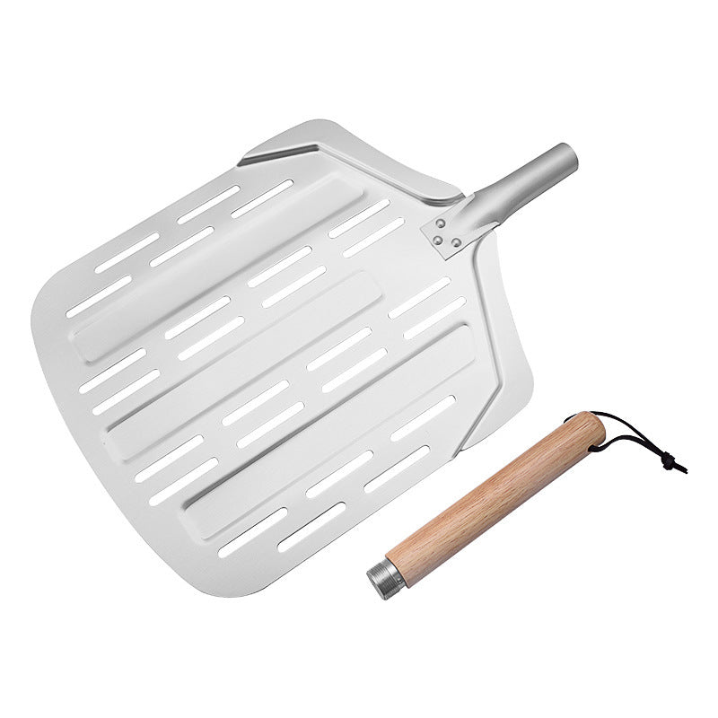 perforierte Aluminium-Pizza-Schaufel mit abnehmbarem Holzgriff Brehn