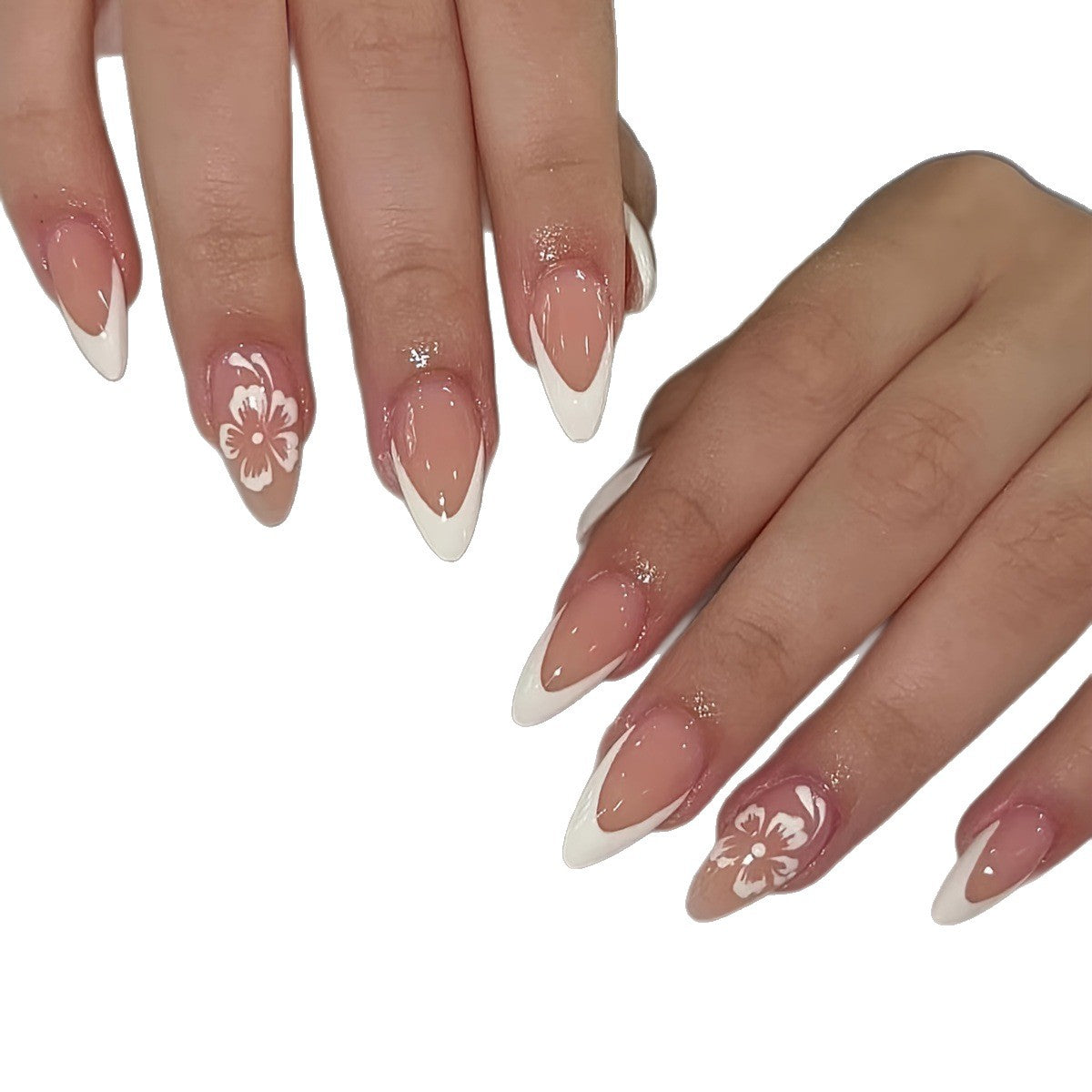 Spitze Kunstnägel mit Floralem Design Brehn