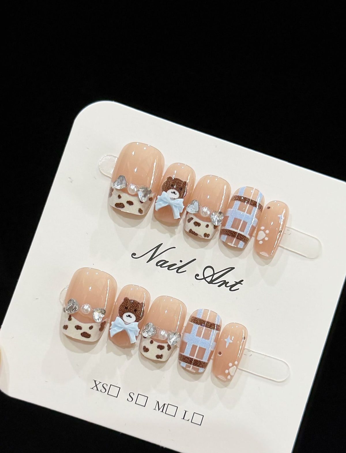 Artistisches Bären-Themen Press-On Nagelset Brehn