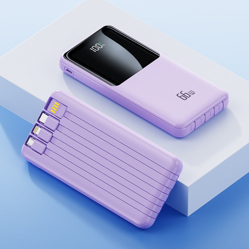 Tragbare Powerbank mit integrierten Ladekabeln und LED-Batteriestatusanzeige Brehn