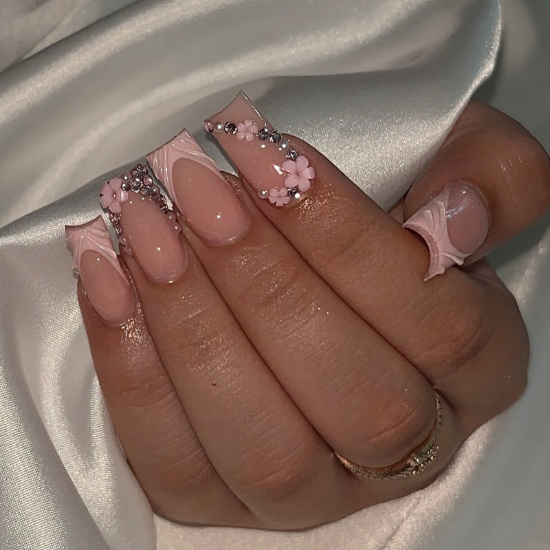 Elegantes Floral Acryl Press-On Nagelset Brehn