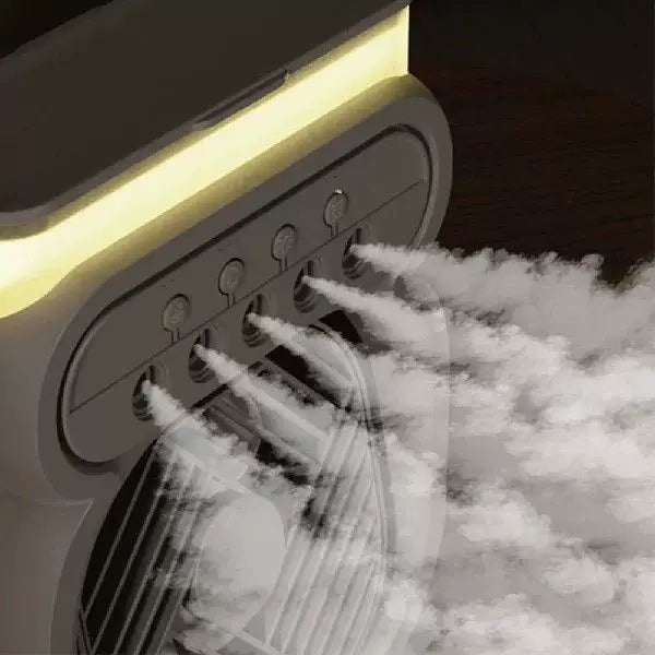 Unisex Einheitsgröße tragbarer wiederaufladbarer verdampfender Desktop-Luftkühler und Ventilator mit Leder-Tragegriff Brehn
