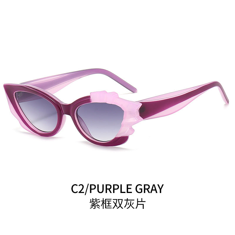 Damen Cat-Eye Sonnenbrille mit auffälligem Blütenrahmen Brehn