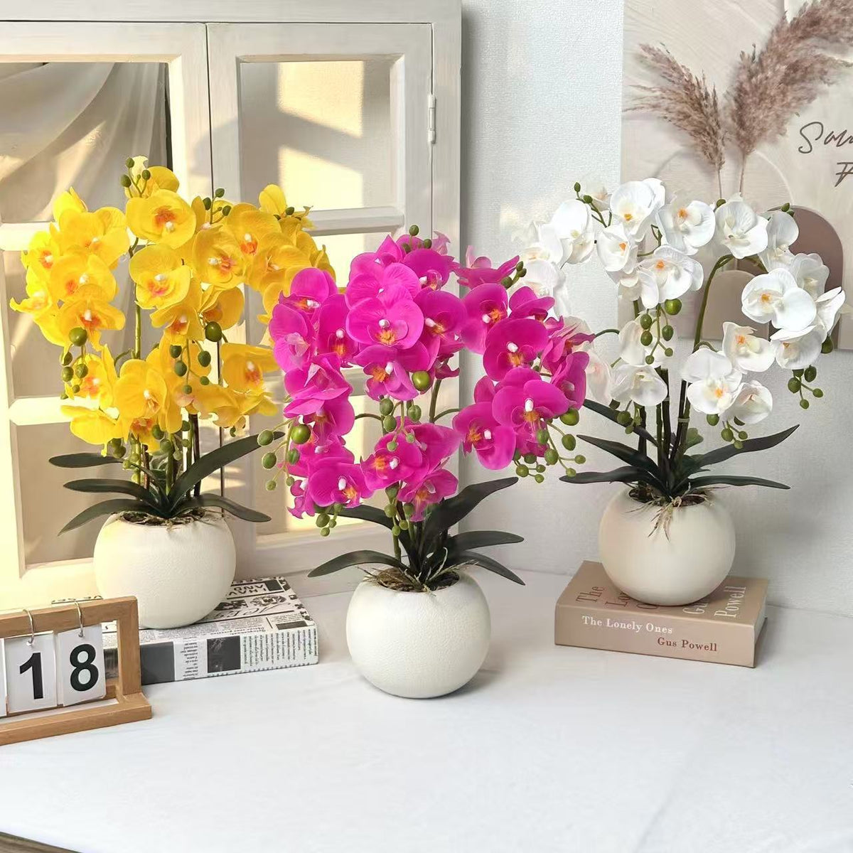 Elegante Künstliche Gelbe Orchideenarrangement für die Wohnkultur