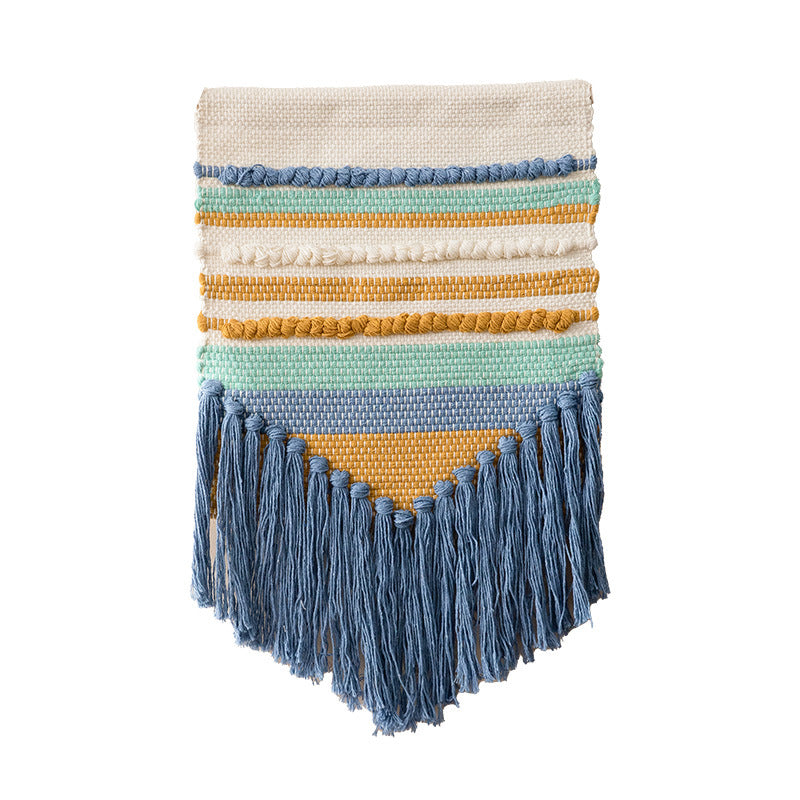 Boho-Wandbehang Makramee mit handgeknüpften Fransen und gewebten Zopfmustern Brehn