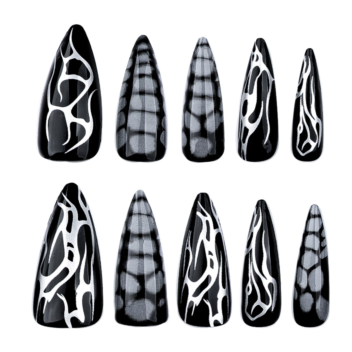 Kunstvolle Stiletto-Nägel mit modernem Strukturen-Design Brehn