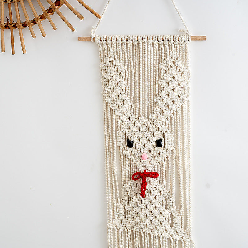 Verspielte Makramé Kaninchen Wandbehang Brehn