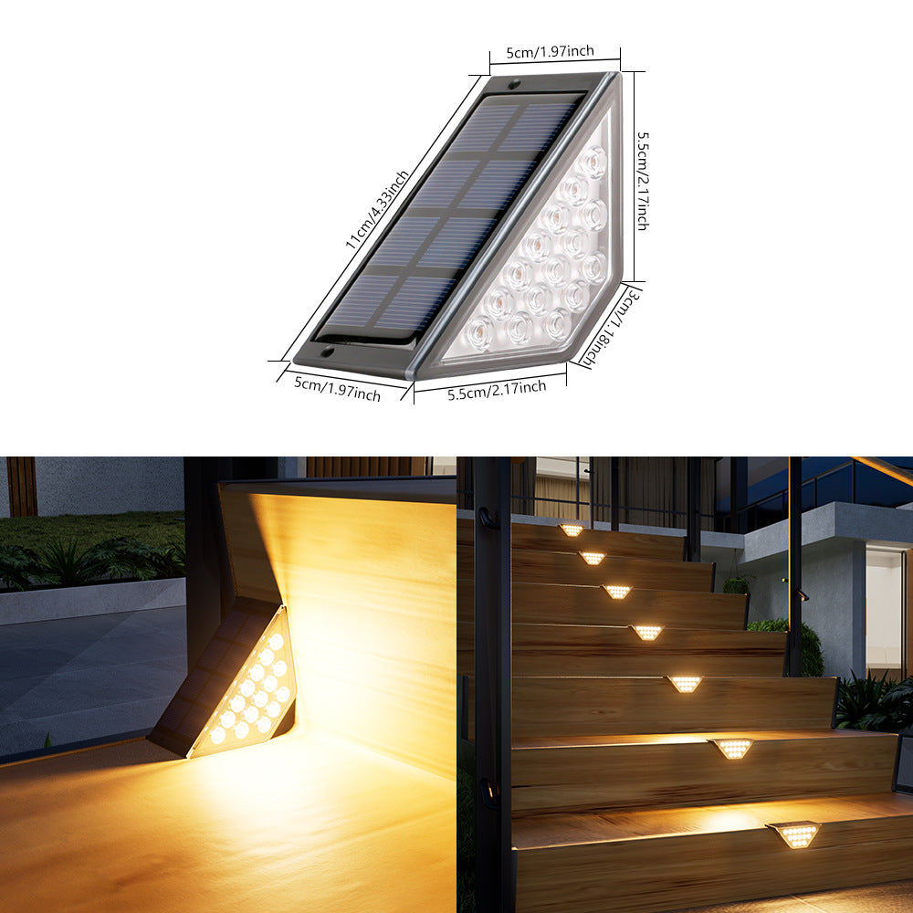 Dreiecks Solar LED Ecken Schritt Licht Mit Hoch-Effizienz Photovoltaik Panel Und Wasserdichtem Gehäuse Brehn
