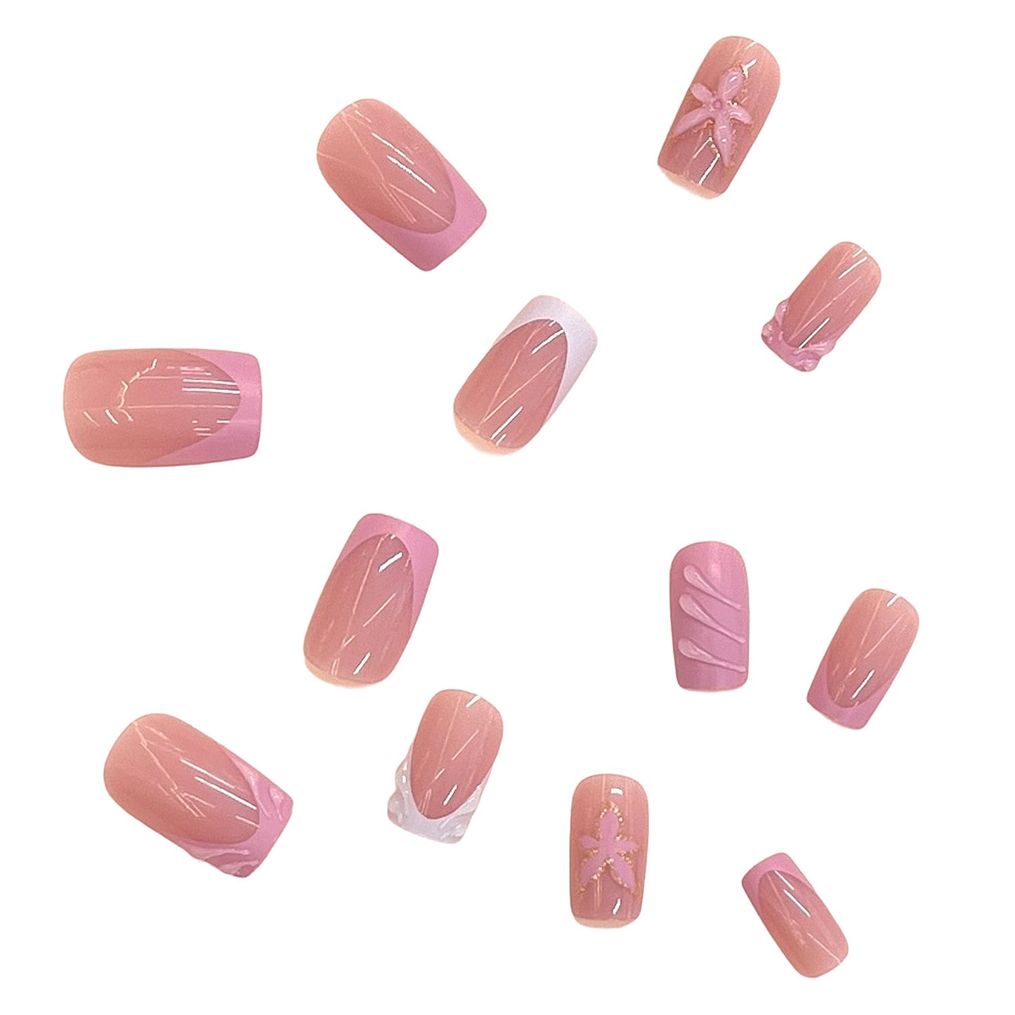 Elegantes Blumendesign Press-On-Nagelset Brehn