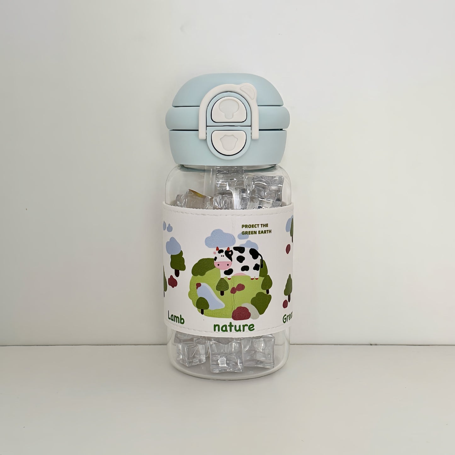 Damen Trinkflasche mit kreativem Motiv und integriertem Strohhalm Brehn