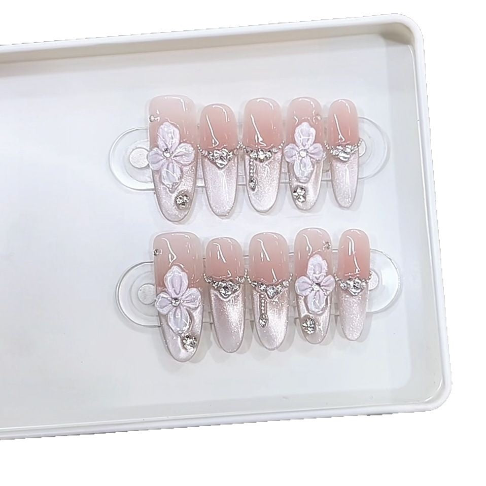 Premium floral-dekorierte Press-On-Nagelset Brehn