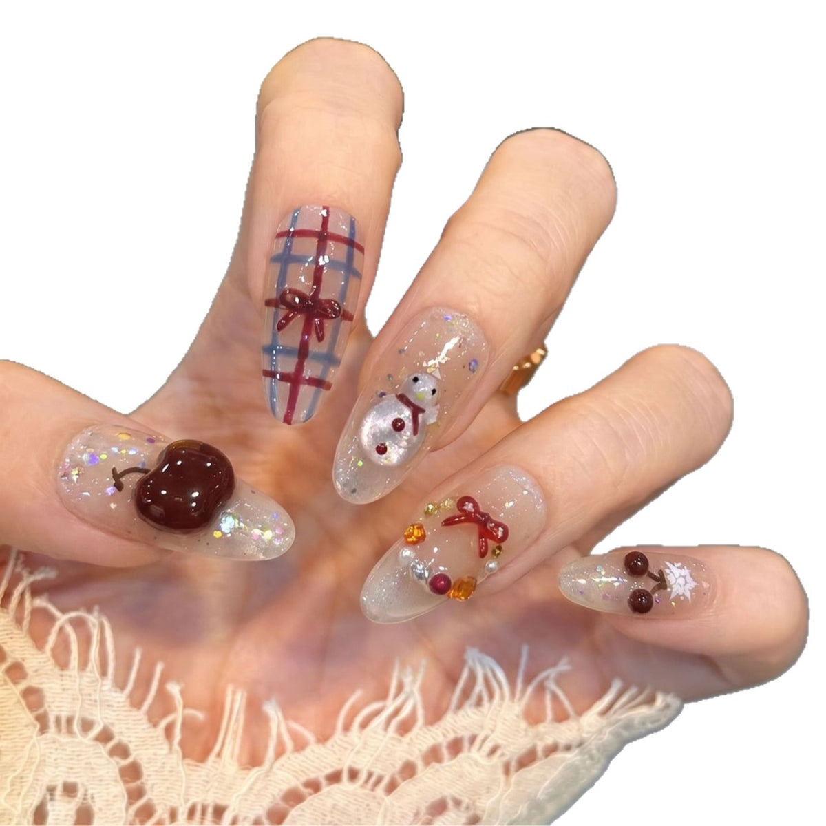 Winter-Themed Press-On Nail Art Set Brehn