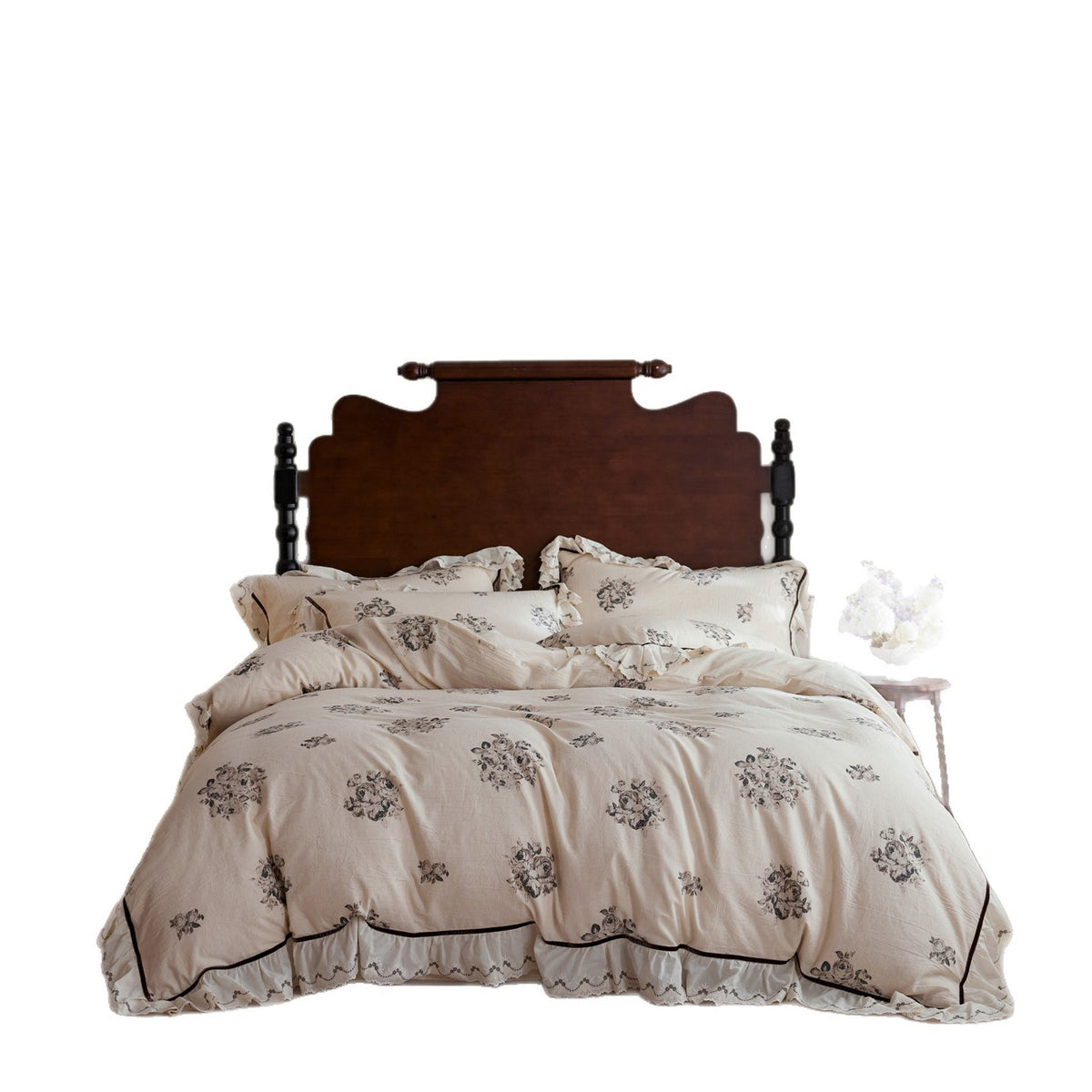 Vintage Floral Rüschende Bettbezugset