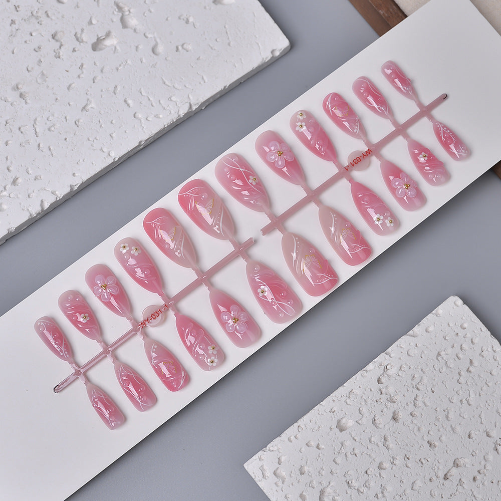 Blumenverzierte Press-On Nail Kit Brehn