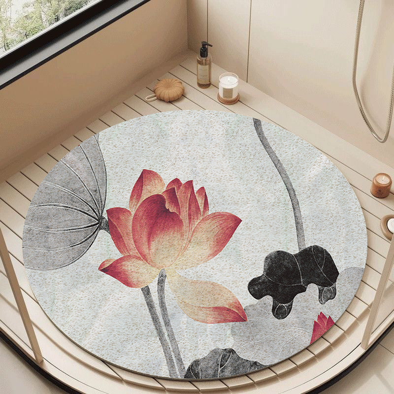 Florales Design Zirkuläre Badematte Brehn