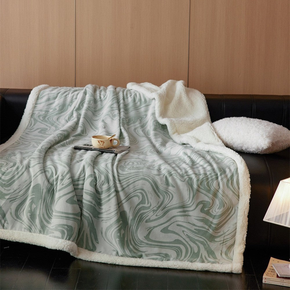 Kuschelige Wendedecke mit Struktur-Jacquard und Sherpa-Futter
