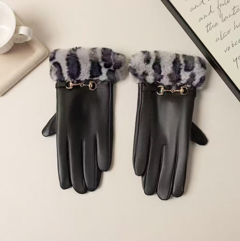 Luxuriöse Kunstpelz-Bündchen-Lederhandschuhe Brehn