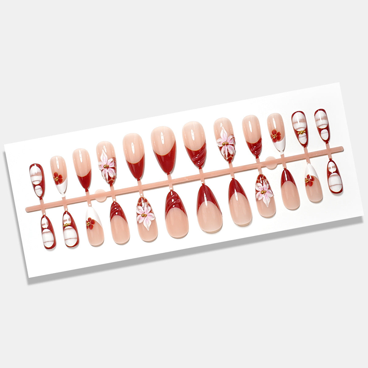 Elegantes Floral Press-On Nail Set