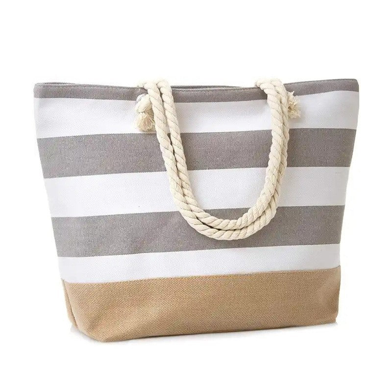 Strandtasche mit Maritimen Streifen und Robusten Seilgriffen Brehn
