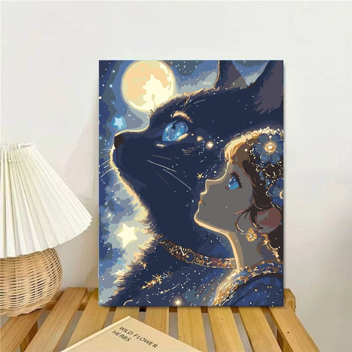 Verspielte Fantasie Katze und Mädchen Wandkunst Brehn