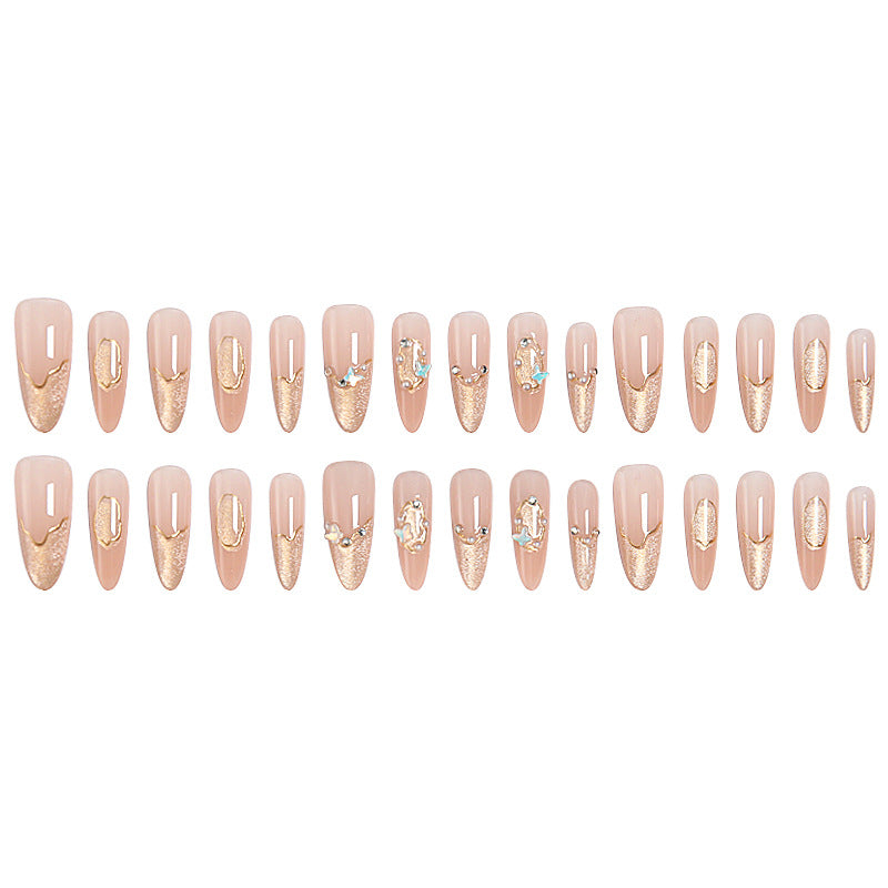 Kunstnagelset mit elegantem Gold-Glitzer-Design Brehn