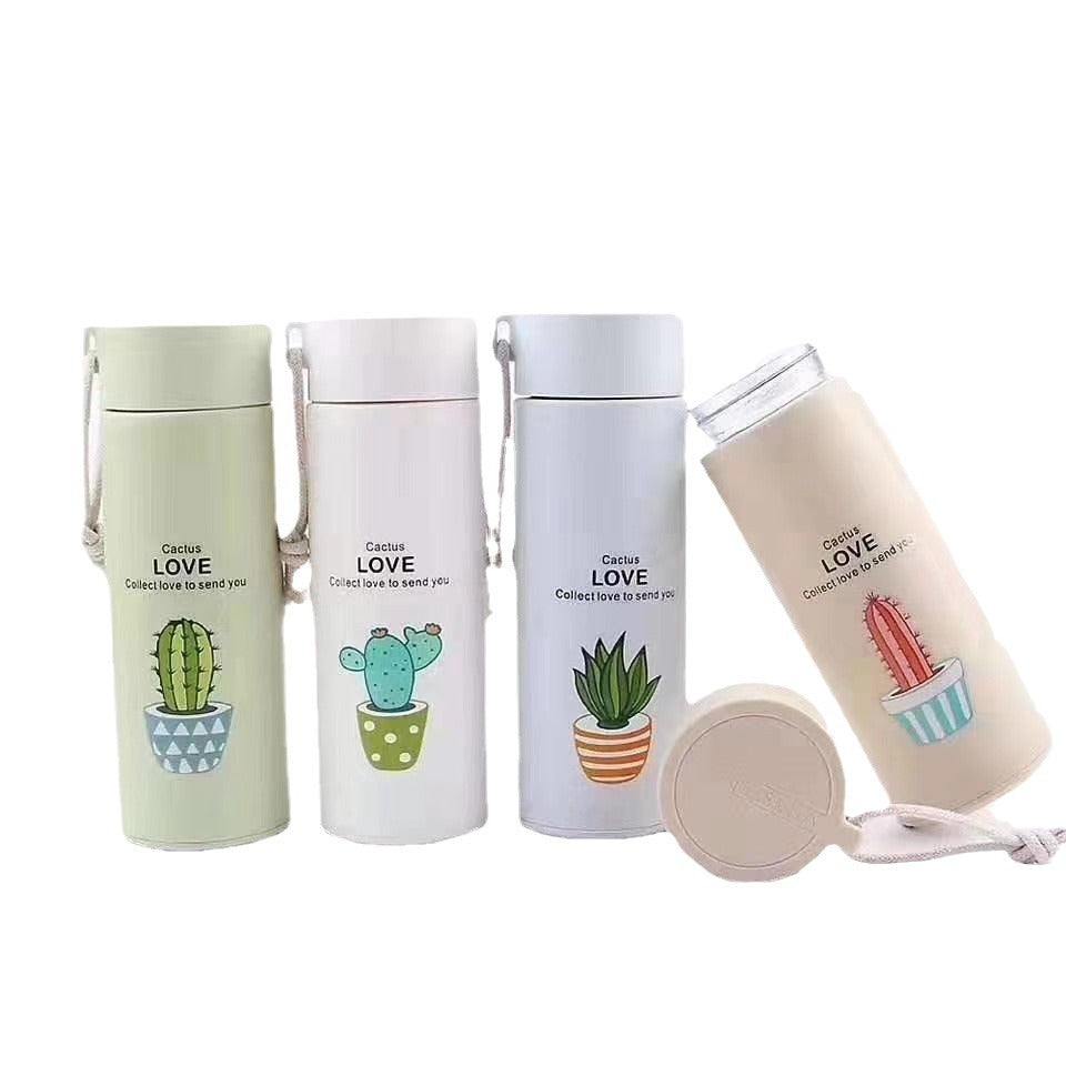 Damen Thermoisolierte Getränkeflasche mit kreativen Kakteen-Motiven Brehn