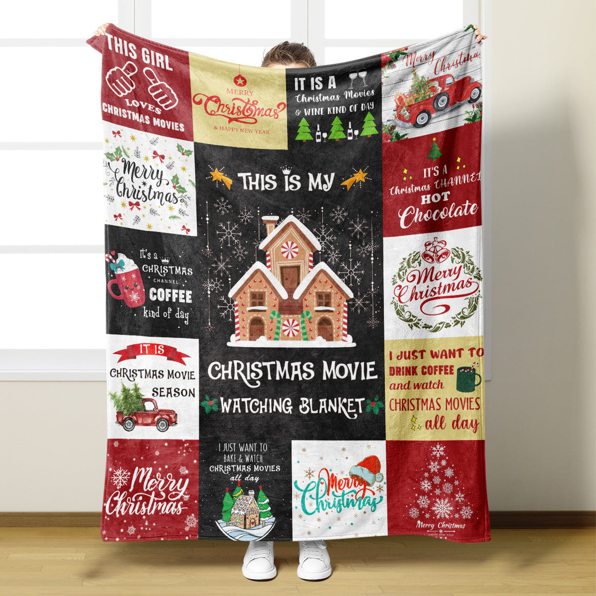 Weihnachtlich gestaltete Decke