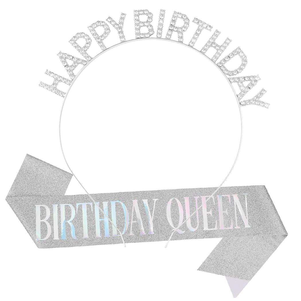 Damen Glitzernder Haarreif mit "Happy Birthday" Aufschrift Brehn