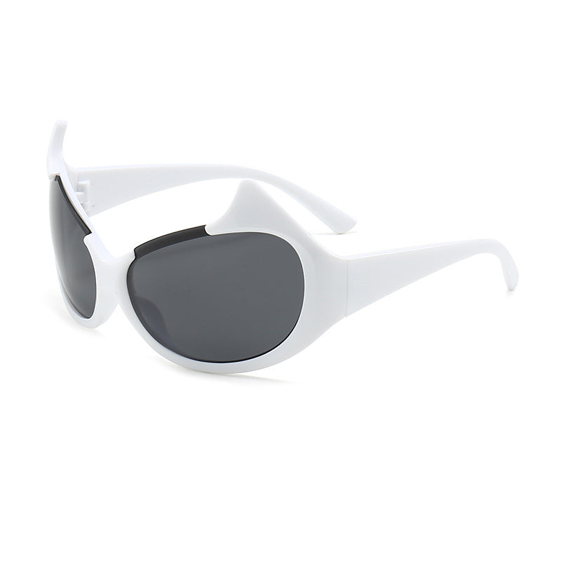 Damen extravagante modische Sonnenbrille mit markanten geschwungenen Rahmen Brehn