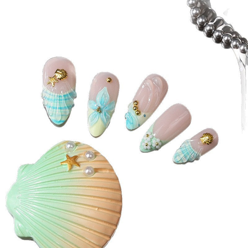 Künstlerisches tropisches floral Press-On Nagelset Brehn
