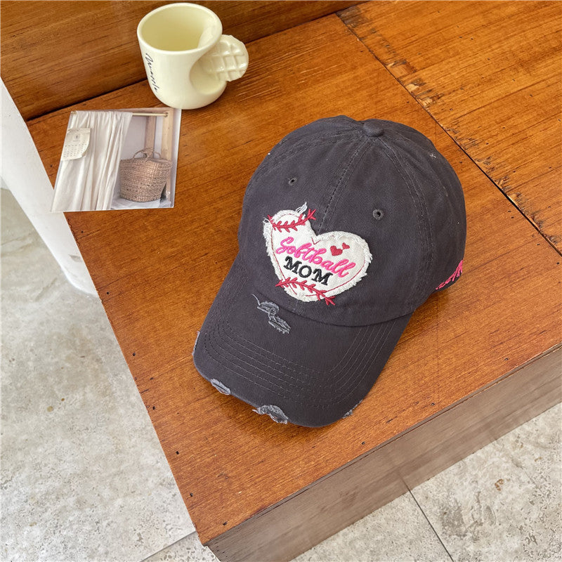 Damen Distressed Softball Mom Patch Baseball Cap Brehn