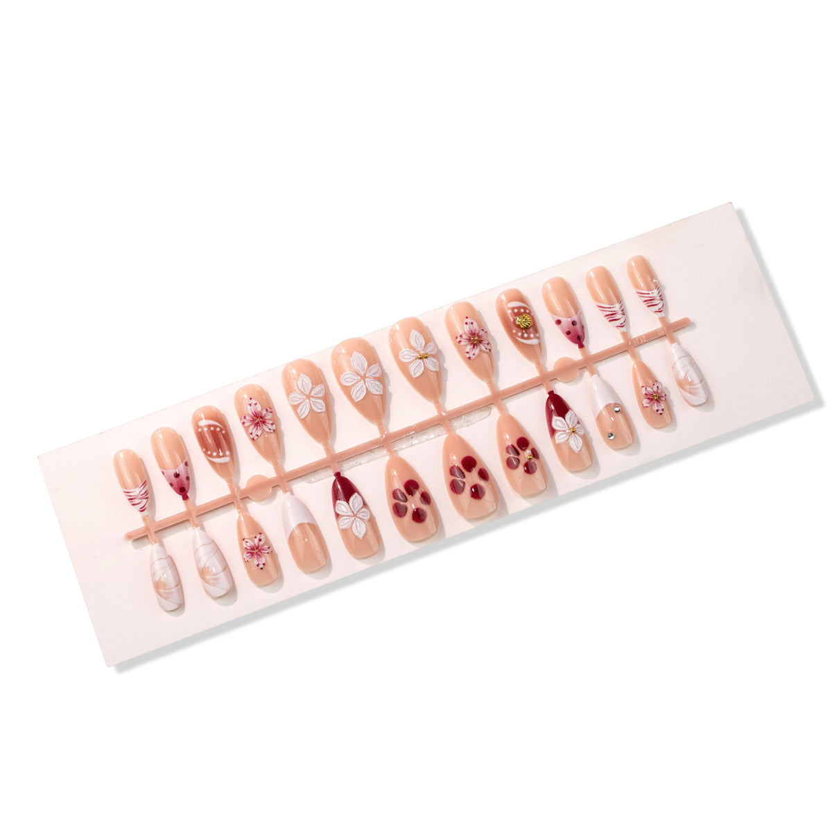 Handgemalte florale Press-On Nagelkunst Set