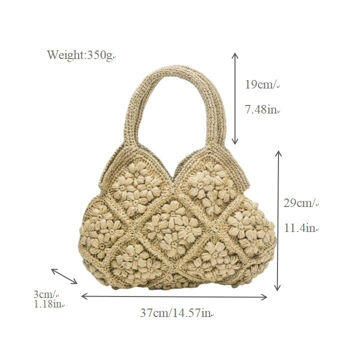 Makramee Handtasche mit Floralen 3D-Applikationen Brehn