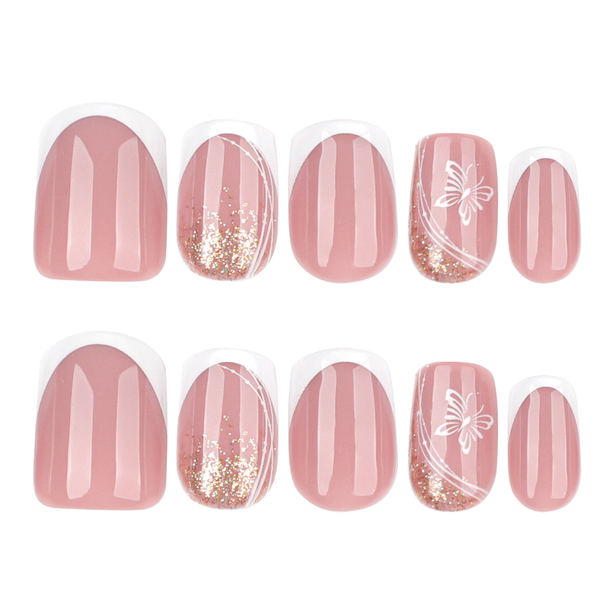 Elegante Nagelverlängerungen mit Glitzer und Blumen-Motiven Brehn