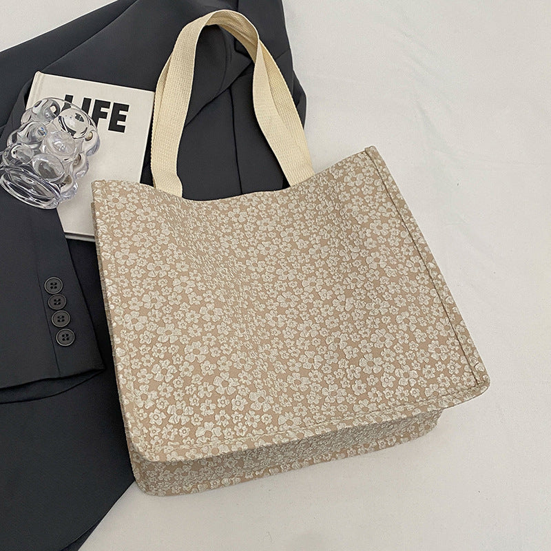 Blumenmuster-Leinen-Tote-Bag