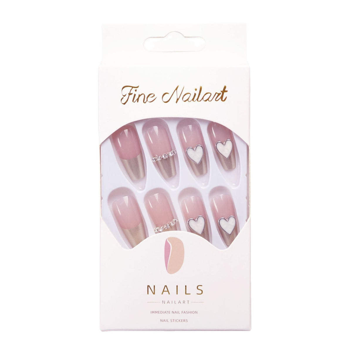 Herz-verzierte Press-On Nagelkunst Brehn