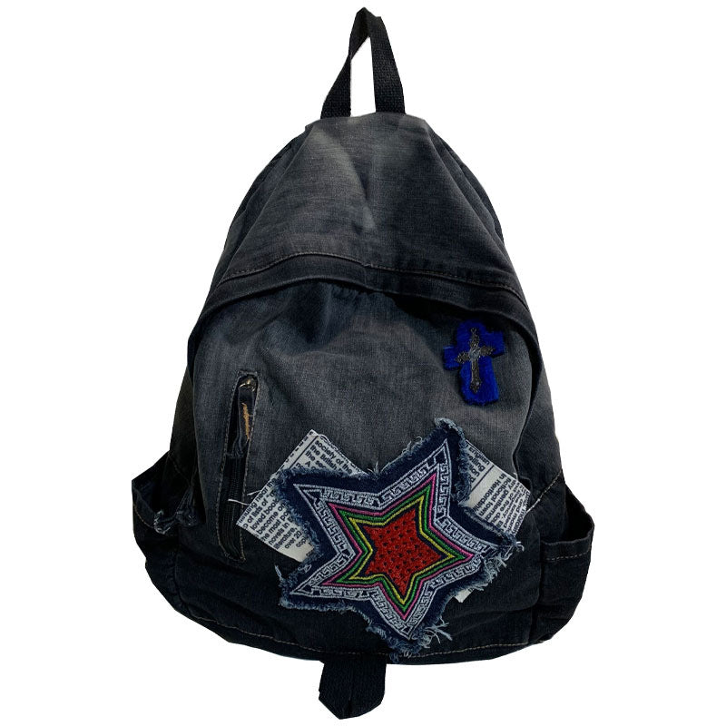 Künstlerischer Denim-Schulrucksack Brehn
