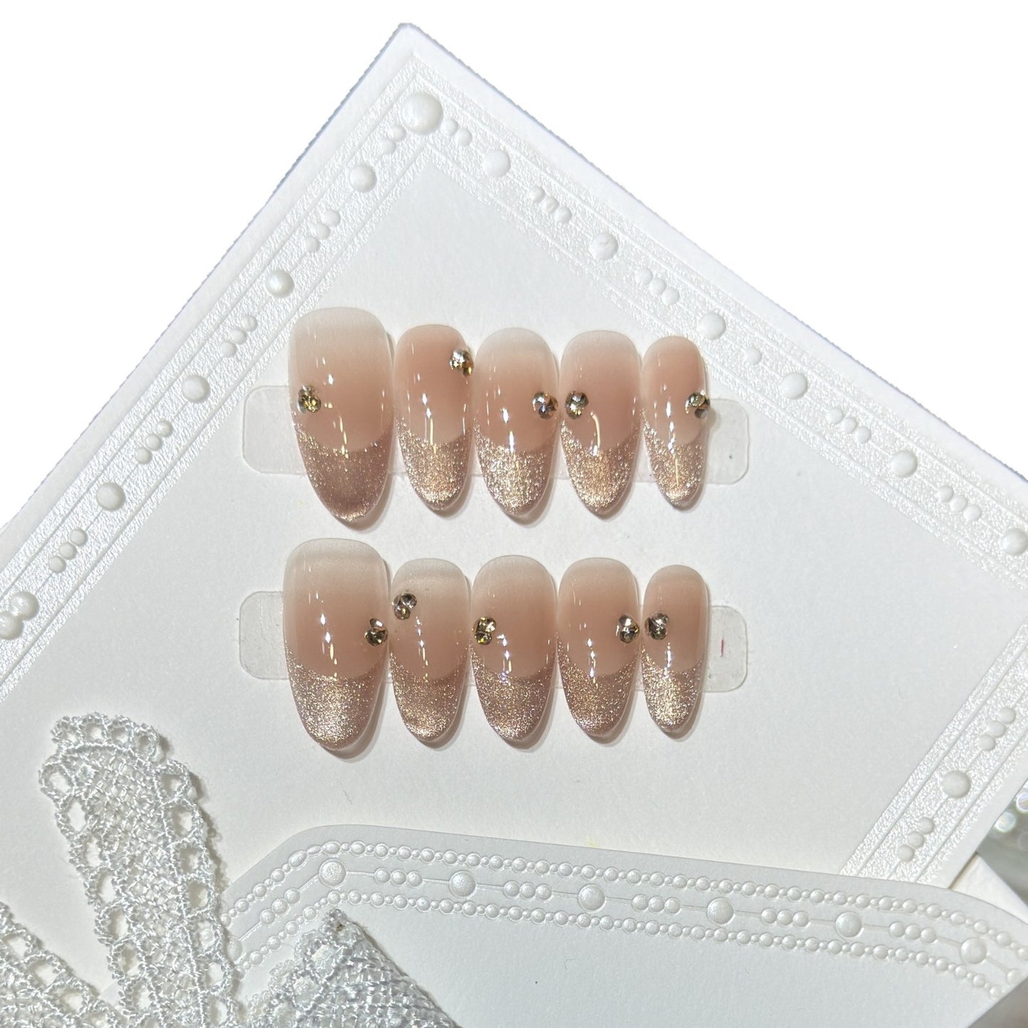 Eleganter Glitter-Akzent Press-On Nagel Set Brehn