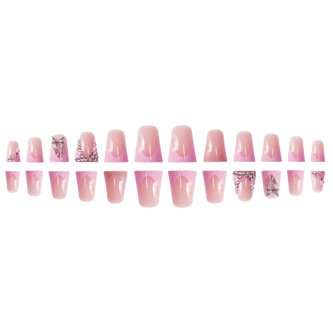 Floral Rhinestone Press-On Nail Enhancements Brehn