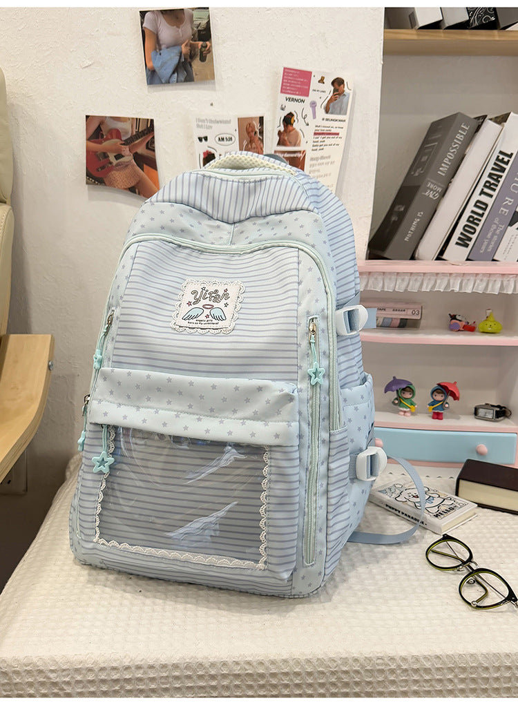 Mehrfach-Taschen Star-Muster Schulrucksack
