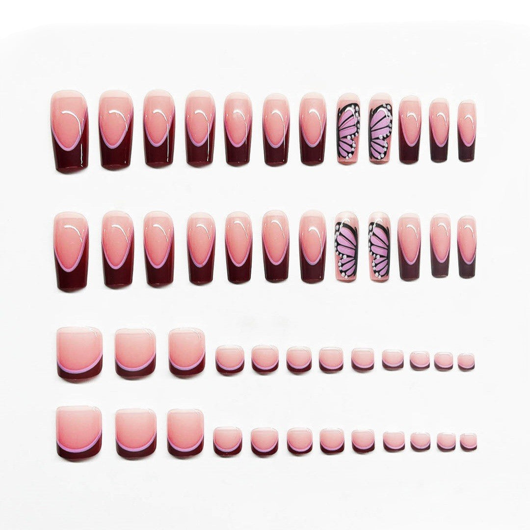Künstlerisches Schmetterling Press-On Nagelset Brehn