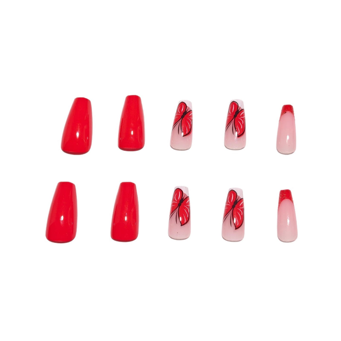 Künstlerische Schmetterling Press-On Nagelkunst Brehn