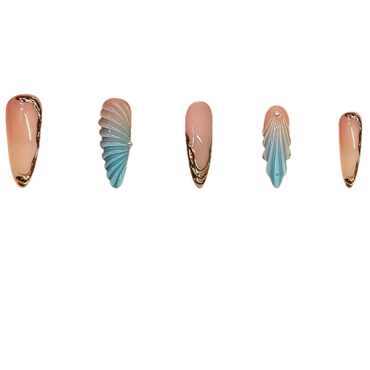 Künstlerisches Skulpturierte Press-On Nagelset Brehn