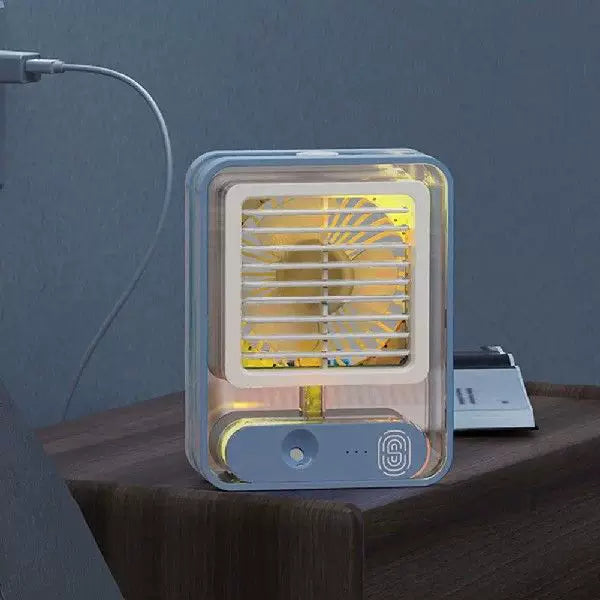 Unisex Einheitsgröße kompakter USB Mikroklima Kühler und flüsterleiser Tischventilator mit transparentem Wassertank und verstellbarem Louver Brehn