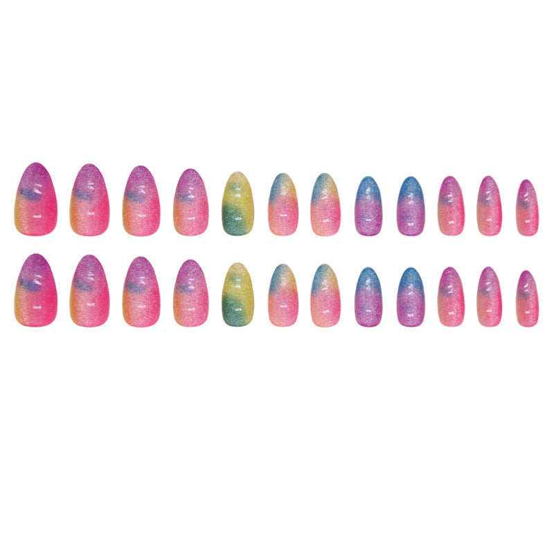Bunte Ombre Glitzer Press-On Nägel Brehn