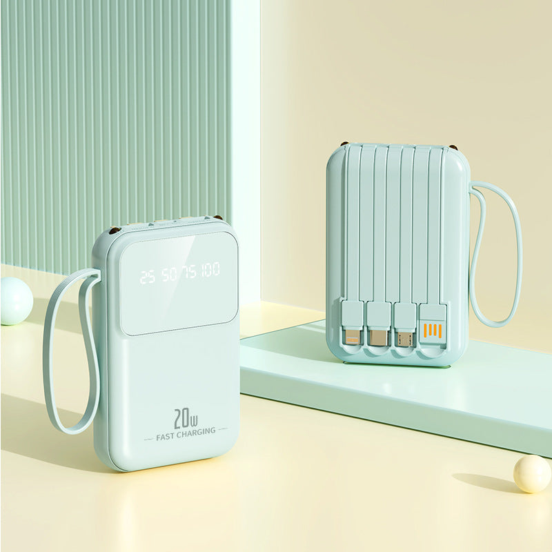 Tragbare Powerbank mit Integrierten Ladekabeln und Smart-Ladestandanzeige Brehn