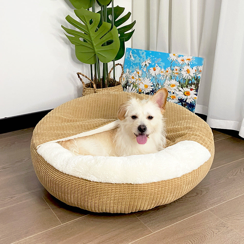 Luxuriöses rundes Plüsch-Hundebett