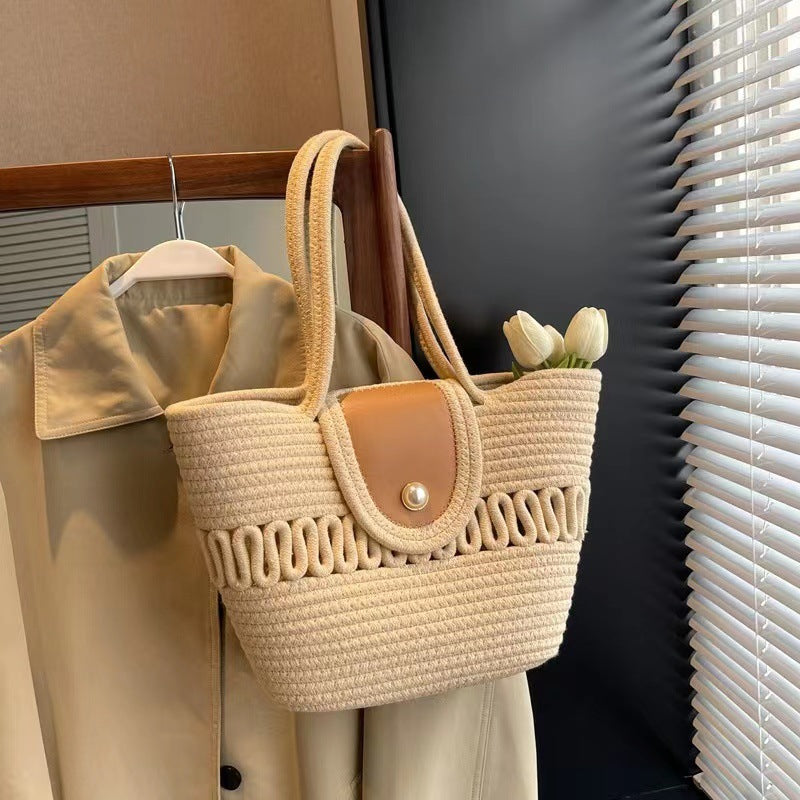 Handgefertigte Korbtasche mit Elegantem Lederbesatz Brehn