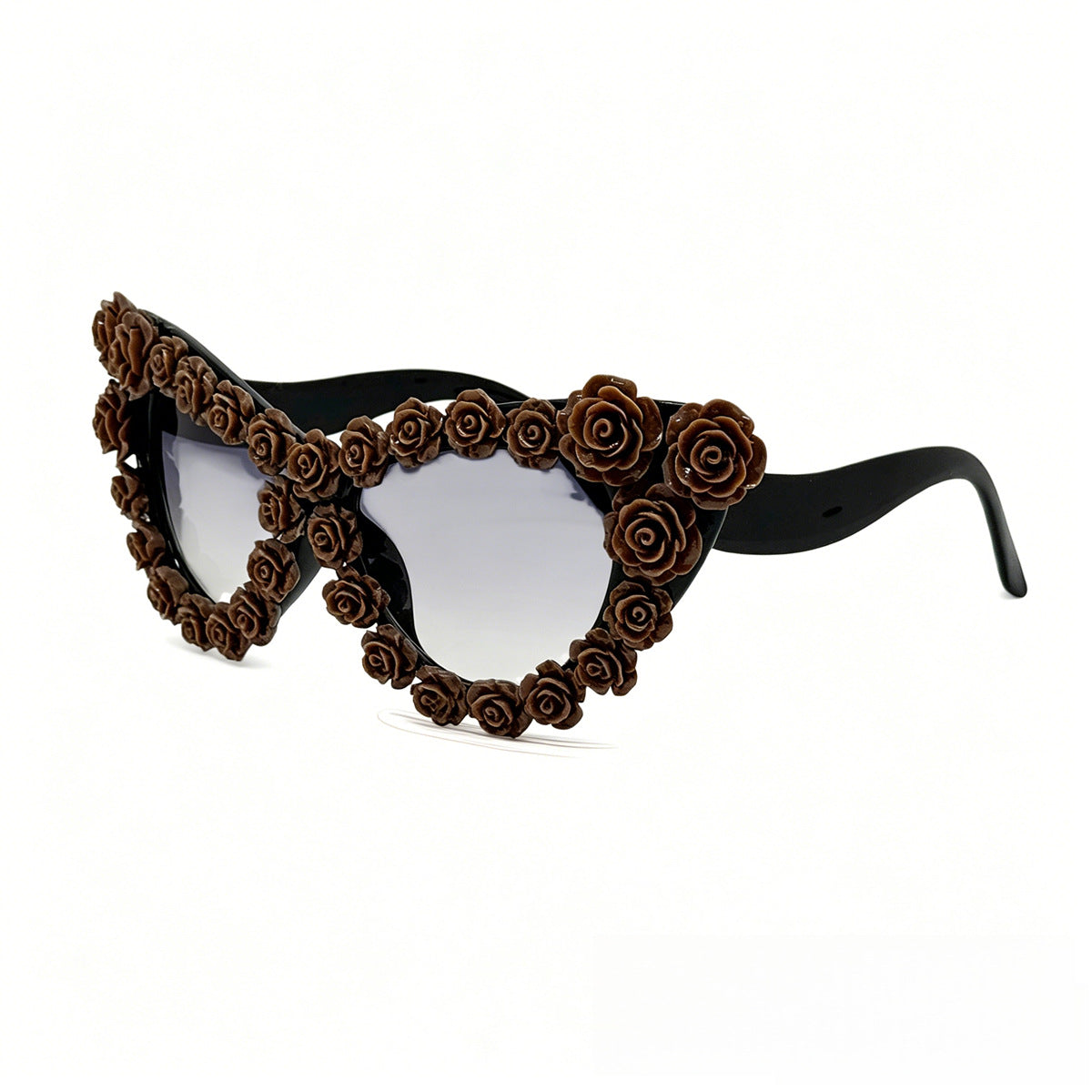 Damen Herzförmige Sonnenbrille mit floraler Applikation Brehn