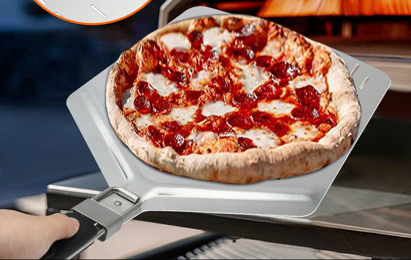 perforierte Edelstahl-Pizza-Schaufel mit klappbarem Griff Brehn